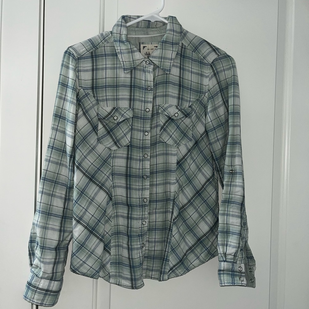mint green flannel